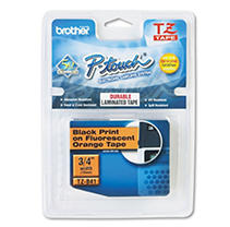Brother Genuine P-touch TZE-B41 Tape, 3/4" (0.7") Wide Standard Laminated Tape, Black on Fluorescent Orange, Laminated for Indoor or Outdoor Use, Water-Resistant, 0.7" x 16.4' (18mm x 5M), TZEB41