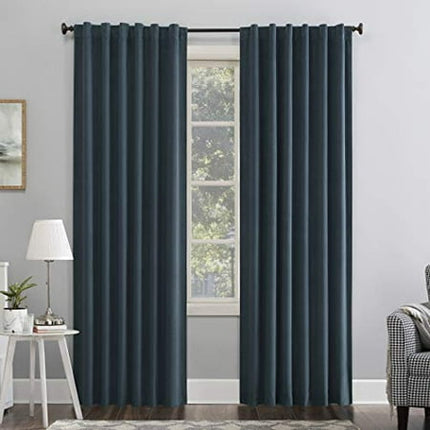 50"x84" Sun Zero 100% Blackout Amherst Velvet Noise Reducing Thermal Curtain Panel Teal: Modern Plain Weave Curtain