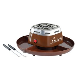 Nostalgia Tabletop Indoor Electric S'mores Maker - Smores Kit With Marshmallow Roasting Sticks and 4 Trays for Graham Crackers, Chocolate, and Marshmallows - Movie Night Supplies - Brown Brown