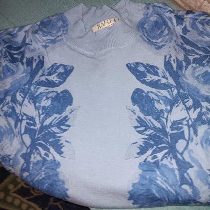 TWRHLL by Christie Brinkley Vintage Floral Print Mock-Neck Sweater