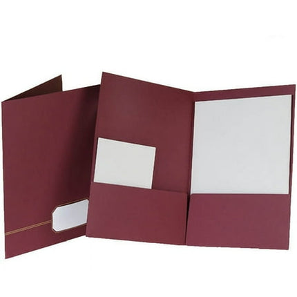 Oxford Monogram Executive Twin Pocket Folders, Letter Size, Burgundy with Gold Foil Trim, 4 Pack (04165), Burgundy/Gold