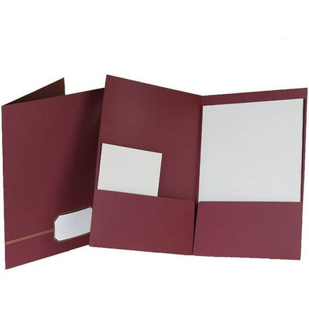 Oxford Monogram Executive Twin Pocket Folders, Letter Size, Burgundy with Gold Foil Trim, 4 Pack (04165), Burgundy/Gold