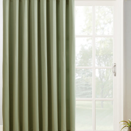 100"x84" Sun Zero Blackout Kenneth Extra-Wide Grommet Sliding Patio Door Curtain Panel Sage Green: Energy Efficient, Noise Reduction