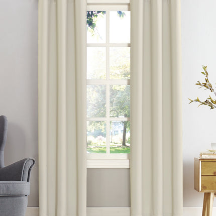 40"x84" Sun Zero Blackout Kenneth Energy Saving Grommet Curtain Panel Cream: Modern Noise Reducing Curtain Panel