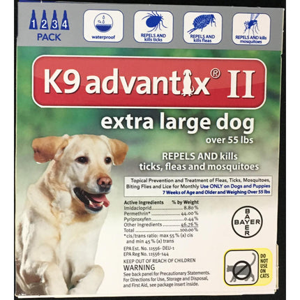 K9 Advantix II XL Dog Vet-Recommended Flea, Tick & Mosquito Treatment & Prevention | Dogs Over 55 lbs. | 4-Mo Supply