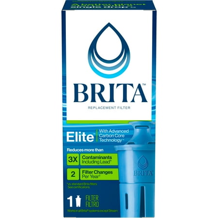Brita Elite Water Filter Replacement for Pitchers and Dispensers, BPA-Free, Reduces 99% of Lead, Lasts Six Months or 120 Gallons, Includes 1 Pitcher Replacement Filter Blue