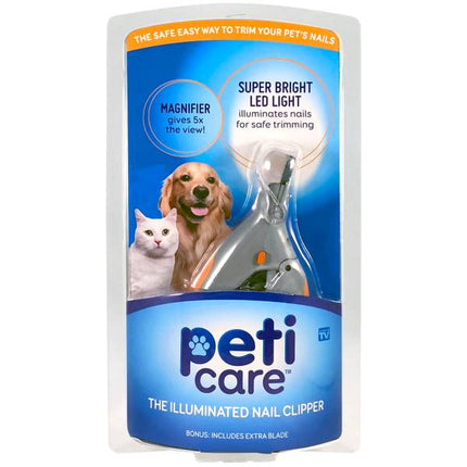 Allstar Innovations PetiCare LED Light Pet Nail Clipper- Great for Trimming Cats & Dogs Nails & Claws, 5X Magnification That Doubles as a Nail Trapper, Quick-Clip, Steel Blades