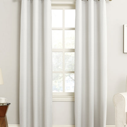 40"x63" Sun Zero Room Darkening Cooper Thermal Insulated Grommet Curtain Panel White: Energy Efficient, Noise Reduction