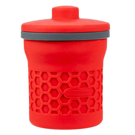 Prep Solutions Heat-Resistant Silicone Grease Strainer & Keeper - 2 Cup Capacity, Red Clear