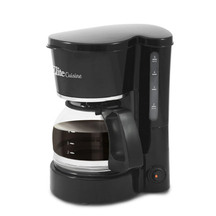 Elite Gourmet EHC-5055# Automatic Brew & Drip Coffee Maker with Pause N Serve Reusable Filter, On/Off Switch, Water Level Indicator, Black Black