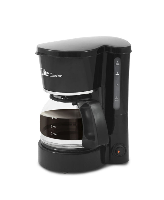 Elite Gourmet EHC-5055# Automatic Brew & Drip Coffee Maker with Pause N Serve Reusable Filter, On/Off Switch, Water Level Indicator, Black Black