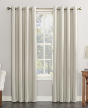 54"x95" Sun Zero Blackout Kenneth Energy Saving Grommet Curtain Panel Cream: Modern Solid Indoor Curtain Panel