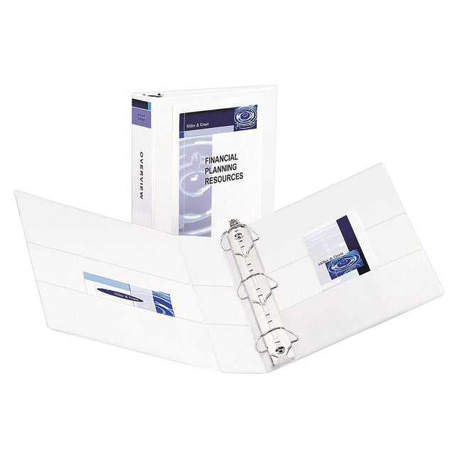 Avery Durable Clear View 3 Ring Binders, 2 Inch EZD Rings, 1 White Binder (09501)