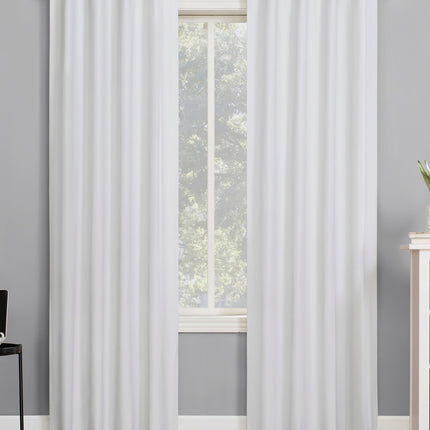 40"x84" Sun Zero 100% Blackout Cyrus Thermal Back Tab Curtain Panel White: Modern Solid Indoor Polyester