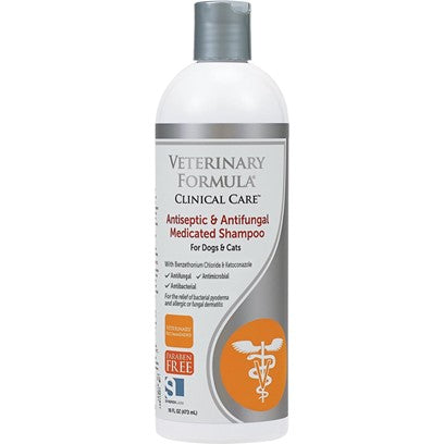 Veterinary Formula Clinical Care Antiseptic and Antifungal Medicated Shampoo for Dogs & Cats, 16 Fl Oz – Helps Alleviate Scaly, Greasy, red Skin – Paraben, Dye, Soap-Free (1 Pack)