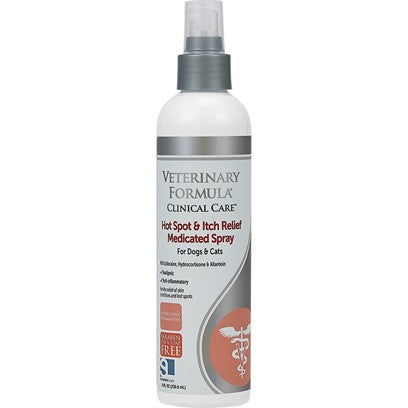 Veterinary Formula Clinical Care Hot Spot & Itch Relief Medicated Spray, 8oz – Easy to Use Spray for Dogs & Cats – Helps Alleviate Sensitive Skin, Scratching, and Licking of Coat (1 Pack)