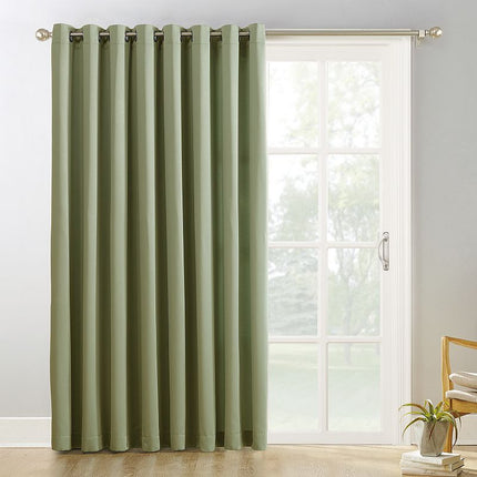 100"x84" Sun Zero Blackout Kenneth Extra-Wide Grommet Sliding Patio Door Curtain Panel Sage Green: Energy Efficient, Noise Reduction