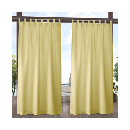 Set of 2 (84"x54") Indoor/Outdoor Solid Cabana Tab Top Curtain Panel Yellow - Exclusive Home (Please be advised that sets may be missing pieces or otherwise incomplete.)
