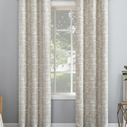 96"x40" Parrish Distressed Grid Thermal Extreme 100% Blackout Grommet Curtain Panel Beige - Sun Zero: Beige Grommet Thermal Curtain