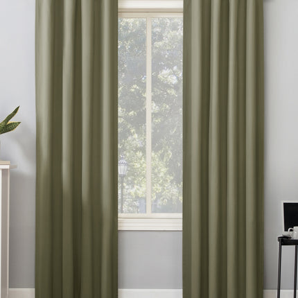 40"x96" Sun Zero 100% Blackout Cyrus Thermal Back Tab Curtain Panel Olive Green: Modern Indoor 96 Inch Curtain