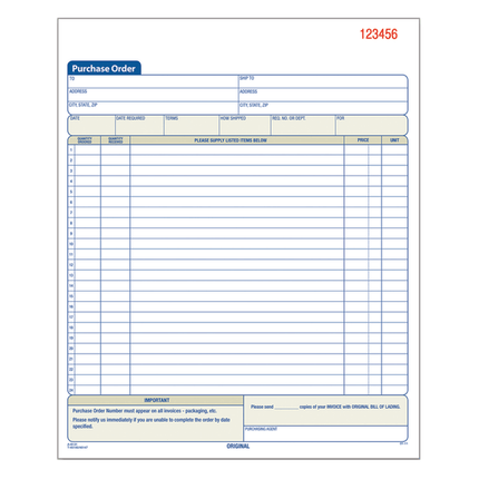 Adams Purchase Order Book, 8.38 x 10.69 Inch, 3-Part, Carbonless, 50 Sets, White, Canary and Pink (TC8131)