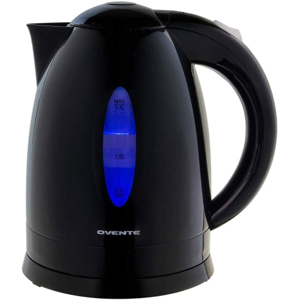 OVENTE Electric Kettle, 1.7L Fast Boiling Water Heater for Coffee or Tea, BPA Free with Water Level Gauge, Auto Shut-Off, Boil-Dry Protection, Indicator Light and Removable Filter, Black KP72B Black