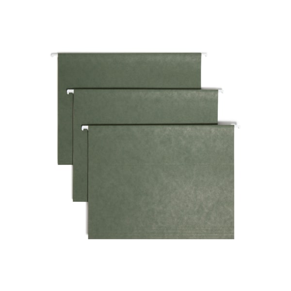 Smead Hanging File Folder, 1/5-Cut Adjustable Tab, Letter Size, Standard Green, Hanging Folders for Filing Cabinets, File Organizer Folder, 25 Per Box (64055)