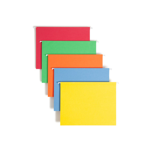 Smead Standard Hanging File Folders, 25 Count, Assorted Primaries, 1/5-Cut Adjustable Tabs, Letter Size (64059)