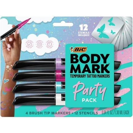 BIC BodyMark Temporary Tattoo Markers, Premium Brush Tip, Skin-Safe, Long-Lasting