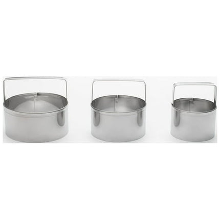 Fox Run Biscuit Cutter Set, 3-Piece Set, 2", 2.5", 3" Diameter Silver