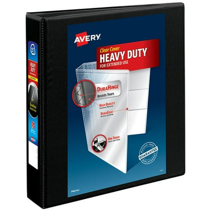 Avery Heavy-Duty View 3 Ring Binder, 1.5" One Touch Slant Rings, Holds 8.5" x 11" Paper, 1 Black Binder (05400)