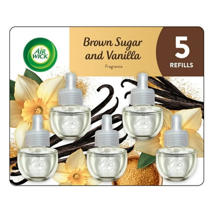 Air Wick Plug in Scented Oil Refill, 5 ct, Brown Sugar and Vanilla, Air Freshener, Essential Oils, Fall Scent, Fall decor