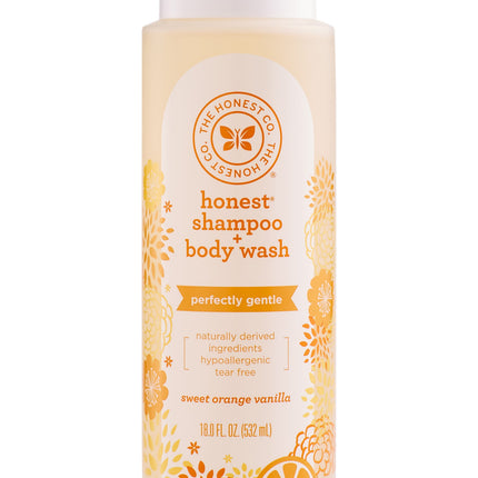 The Honest Company 2-in-1 Cleansing Shampoo + Body Wash | Gentle for Baby | Naturally Derived, Tear-free, Hypoallergenic | Citrus Vanilla Refresh, 18 fl oz