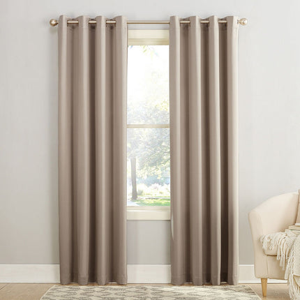 54"x84" Sun Zero Room Darkening Seymour Grommet Curtain Panel Stone: Modern Thermal Insulated, Energy Efficient, Noise Reduction