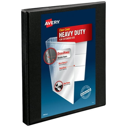 Avery Heavy-Duty Nonstick View 3 Ring Binder, 1/2 inch Slant Rings, 135-Sheet Capacity, Black (05233)