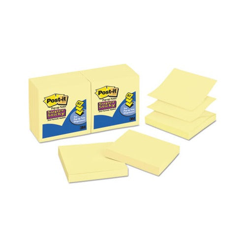 Post-it Super Sticky Pop-up Notes, 3x3 in, 12 Pads, 2X The Sticking Power, Canary Yellow, Recyclable (R330-12SSC)