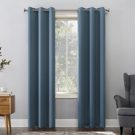 63"x54" Kenneth Energy Saving Blackout Grommet Top Curtain Panel Blue - Sun Zero