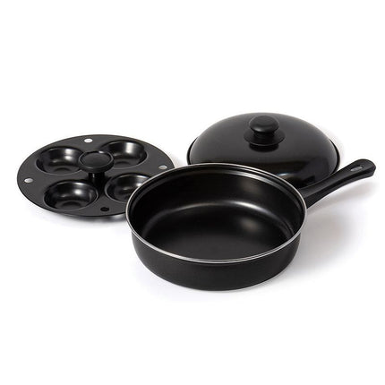 Fox Run Egg Pan, Non-stick Egg Poacher and Fry Pan Set Black