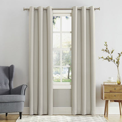 40"x95" Sun Zero Blackout Kenneth Energy Saving Grommet Curtain Panel Cream: Modern Noise Reduction, Thermal Insulated