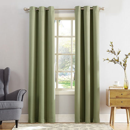 40"x54" Sun Zero Blackout Kenneth Energy Saving Grommet Curtain Panel Green: Solid Polyester Indoor Curtain