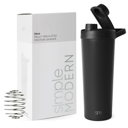 SIMPLE MODERNStainless Steel Rally Insulated Protein ShakerCondition: NewSize: 24 ozColor: Midnight Black