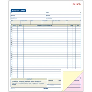 Adams Purchase Order Book, 8.38 x 10.69 Inch, 3-Part, Carbonless, 50 Sets, White, Canary and Pink (TC8131)