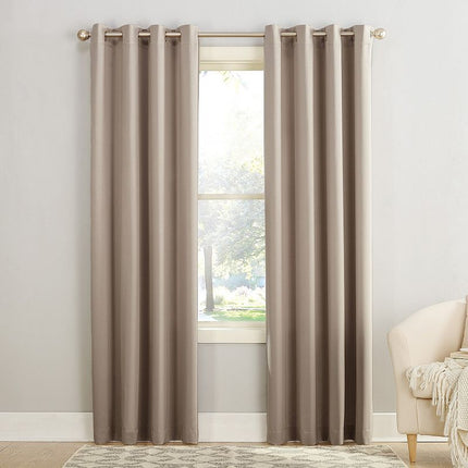 54"x84" Sun Zero Room Darkening Seymour Grommet Curtain Panel Stone: Modern Thermal Insulated, Energy Efficient, Noise Reduction