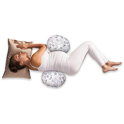 Boppy Side Sleeper Pregnancy Pillow with Removable Jersey Pillow Cover, Gray Falling Leaves, Compact Stay-Put Design with Signature Stretch Panel, Prenatal and Postnatal Positioning Gray