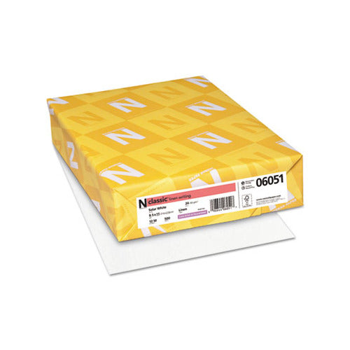 Neenah Paper Classic Linen Stationery, 97 Bright, 24 lb Bond Weight, 8.5 x 11, Solar White, 500/Ream