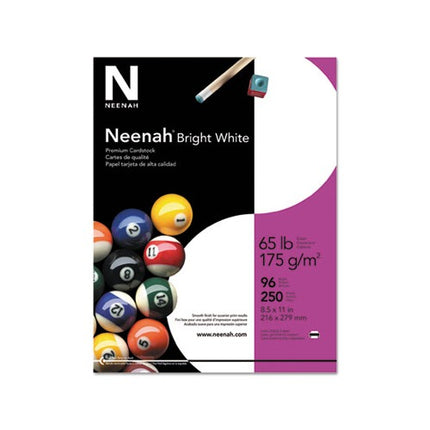 Neenah Bright White Bright White Card Stock, 96 Bright, 65 lb Cover Weight, 8.5 x 11, 250/Pack