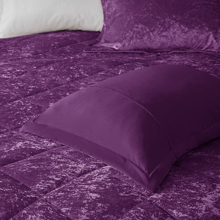 Intelligent Design Felicia Crushed Velvet Comforter Set Full/Queen Purple