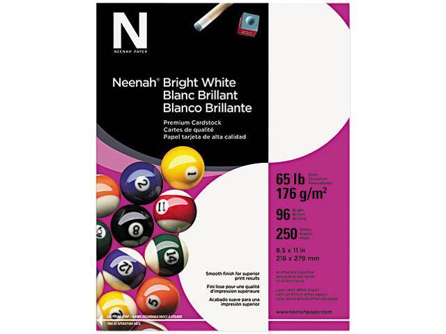Neenah Bright White Bright White Card Stock, 96 Bright, 65 lb Cover Weight, 8.5 x 11, 250/Pack
