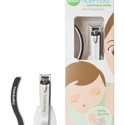 Frida Baby NailFrida Baby Nail Clippers & Nail File & Buffer for Newborns and Up, Safety Spyhole, Nickel Free, Curved Clipper to Fit Babies Nails White/Silver