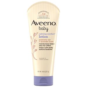 Aveeno Baby Calming Comfort Moisturizing Lotion with Relaxing Lavender & Vanilla Scents, Non-Greasy Body Lotion with prebiotic Oatmeal & Dimethicone, Paraben- & Phthalate-Free, 8 fl. oz